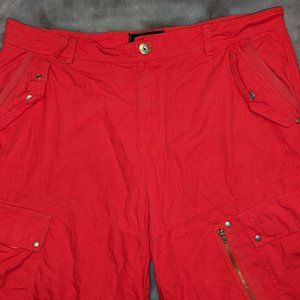 Mens Red Luxe-T Luxury Sport Knit Cargo Shorts Size 38